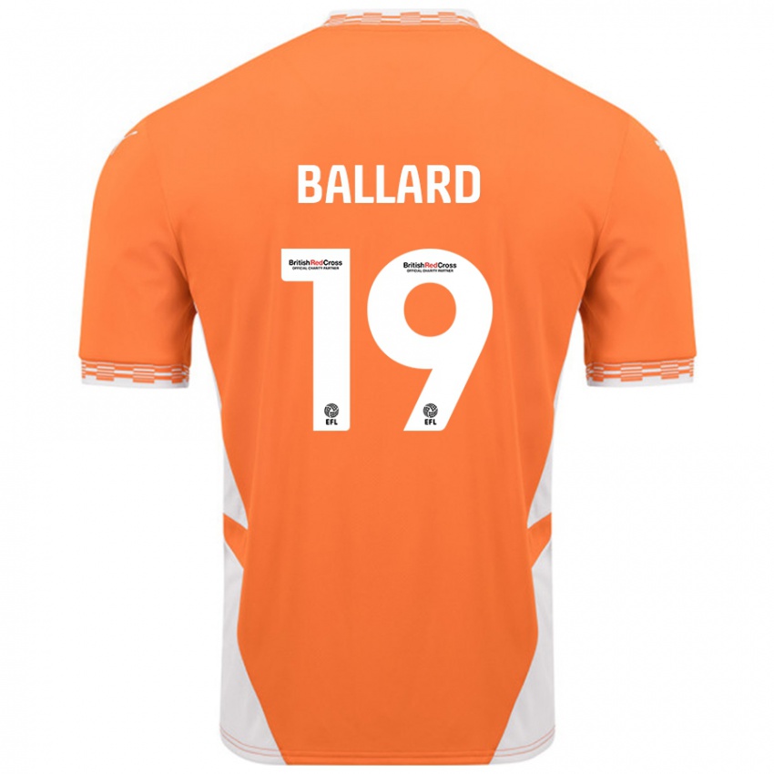 Lapset Dom Ballard #19 Oranssi Valkoinen Kotipaita 2024/25 Lyhythihainen Paita T-Paita