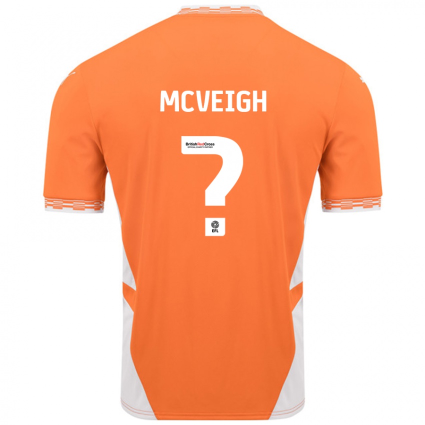 Lapset Conor Mcveigh #0 Oranssi Valkoinen Kotipaita 2024/25 Lyhythihainen Paita T-Paita