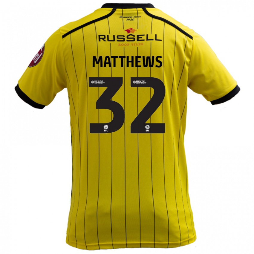 Lapset Daniel Matthews #32 Keltainen Kotipaita 2024/25 Lyhythihainen Paita T-Paita