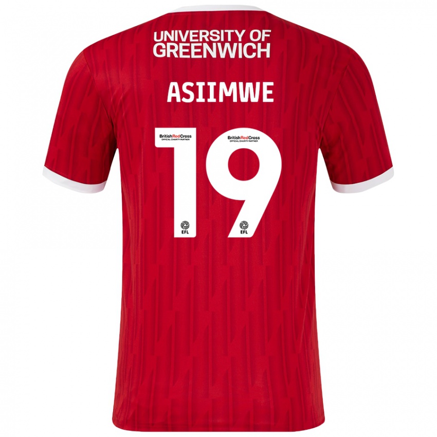 Lapset Nathan Asiimwe #19 Punainen Valkoinen Kotipaita 2024/25 Lyhythihainen Paita T-Paita