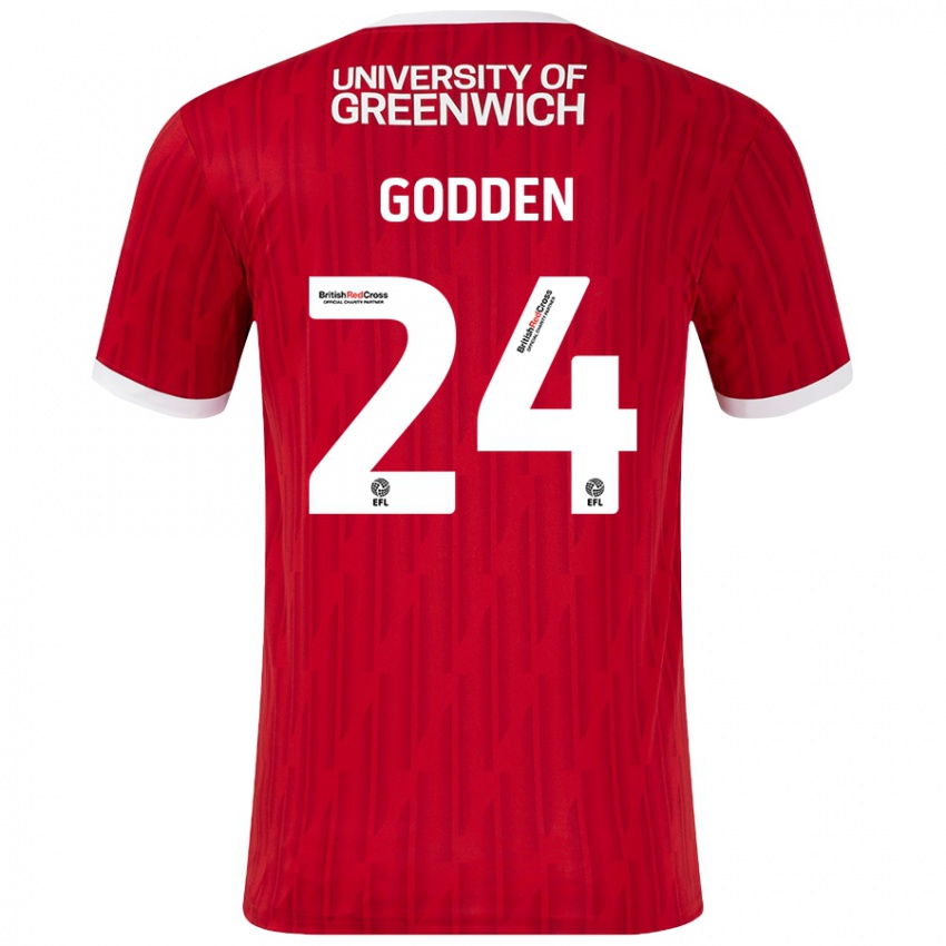 Lapset Matt Godden #24 Punainen Valkoinen Kotipaita 2024/25 Lyhythihainen Paita T-Paita