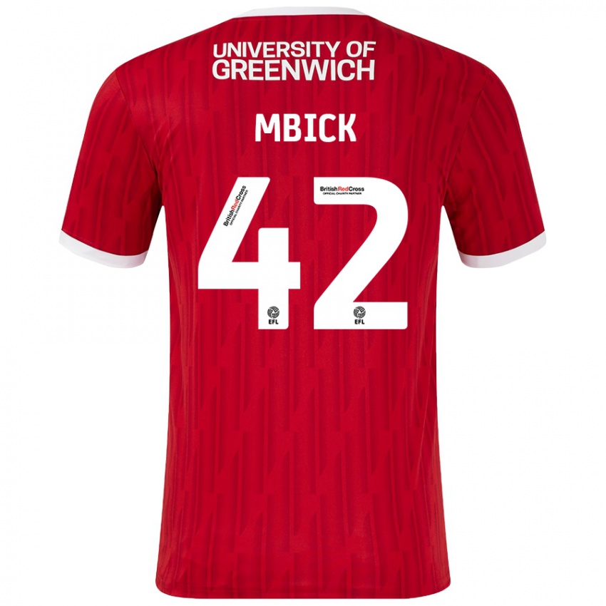 Lapset Micah Mbick #42 Punainen Valkoinen Kotipaita 2024/25 Lyhythihainen Paita T-Paita