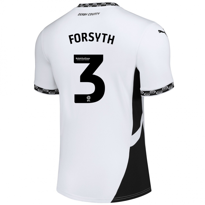 Lapset Craig Forsyth #3 Valkoinen Musta Kotipaita 2024/25 Lyhythihainen Paita T-Paita