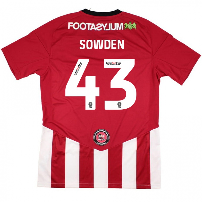 Lapset Andrew Sowden #43 Punainen Valkoinen Kotipaita 2024/25 Lyhythihainen Paita T-Paita