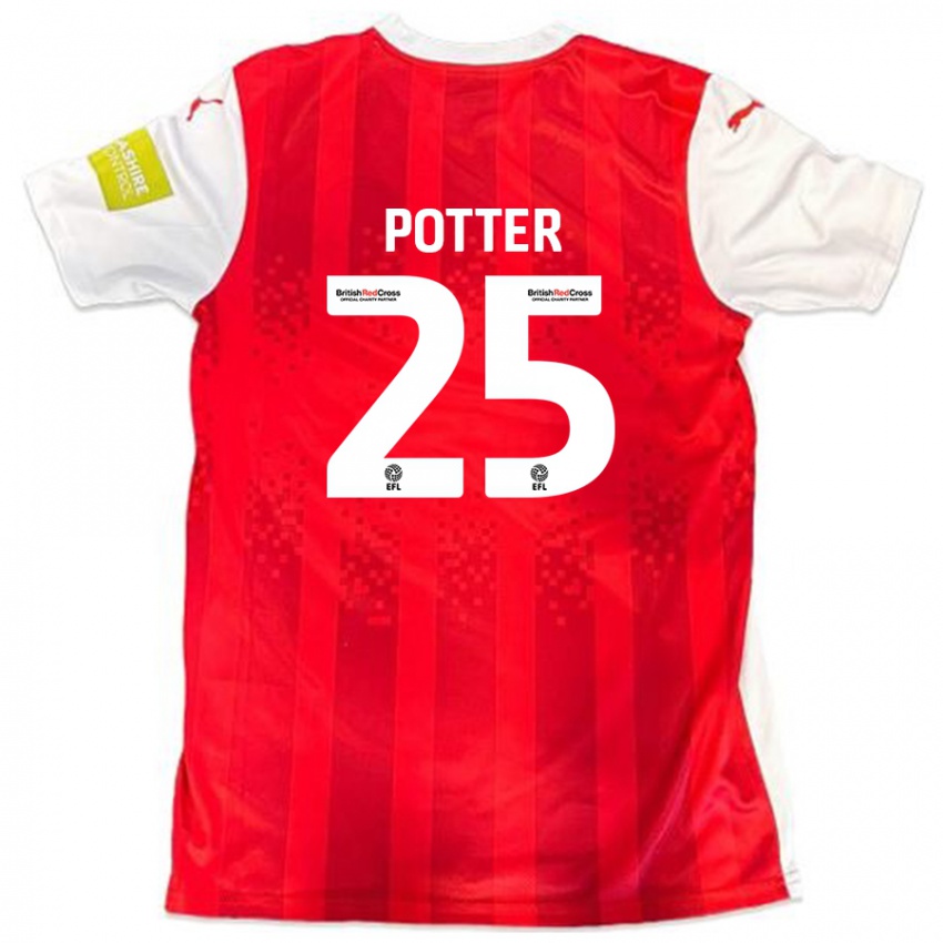 Lapset Finley Potter #25 Punainen Valkoinen Kotipaita 2024/25 Lyhythihainen Paita T-Paita