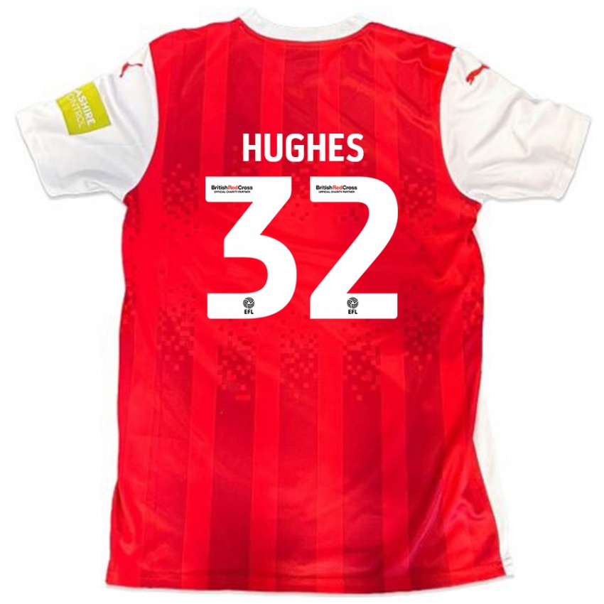 Lapset Kayden Hughes #32 Punainen Valkoinen Kotipaita 2024/25 Lyhythihainen Paita T-Paita