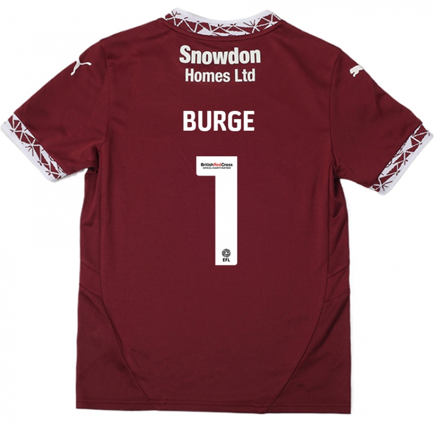 Lapset Lee Burge #1 Burgundia Kotipaita 2024/25 Lyhythihainen Paita T-Paita