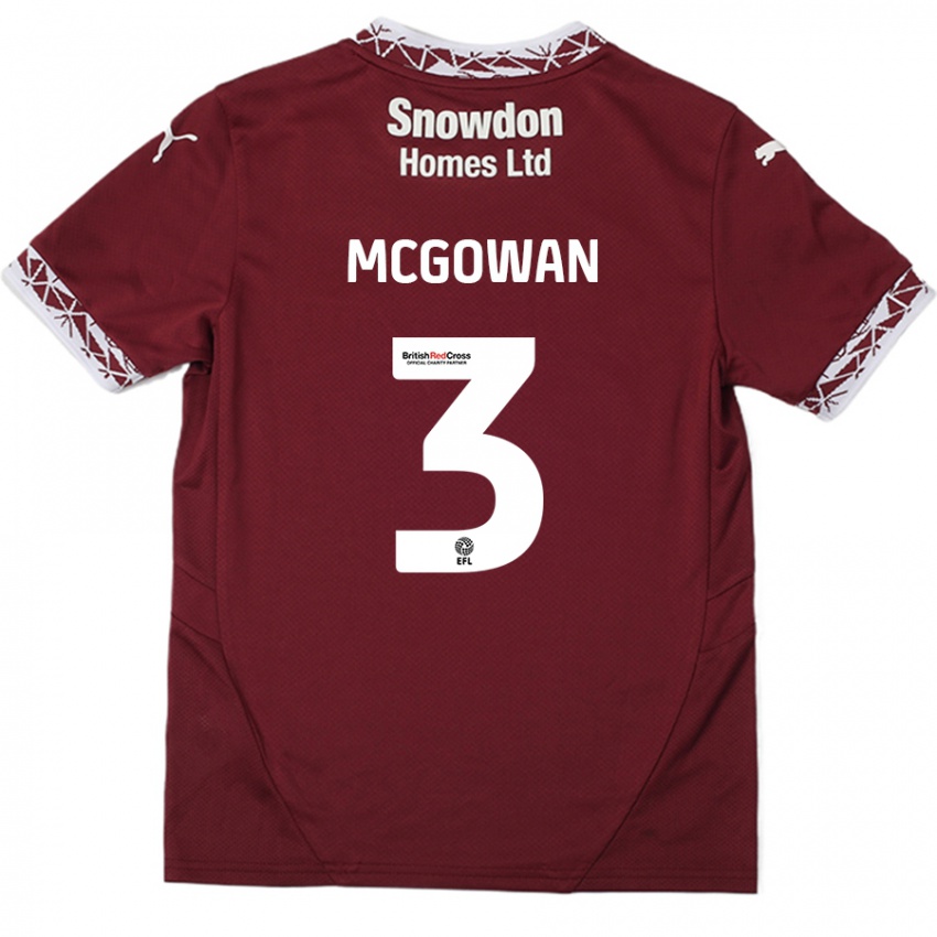 Lapset Aaron Mcgowan #3 Burgundia Kotipaita 2024/25 Lyhythihainen Paita T-Paita