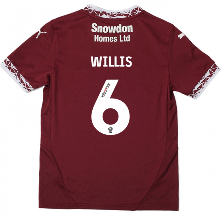 Lapset Jordan Willis #6 Burgundia Kotipaita 2024/25 Lyhythihainen Paita T-Paita