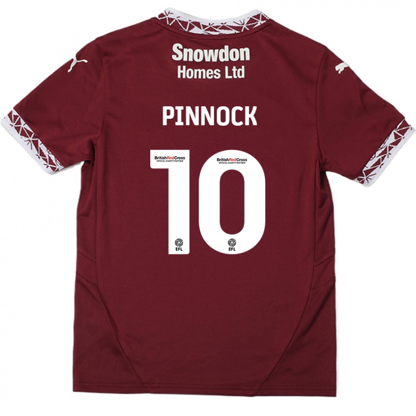 Lapset Mitch Pinnock #10 Burgundia Kotipaita 2024/25 Lyhythihainen Paita T-Paita