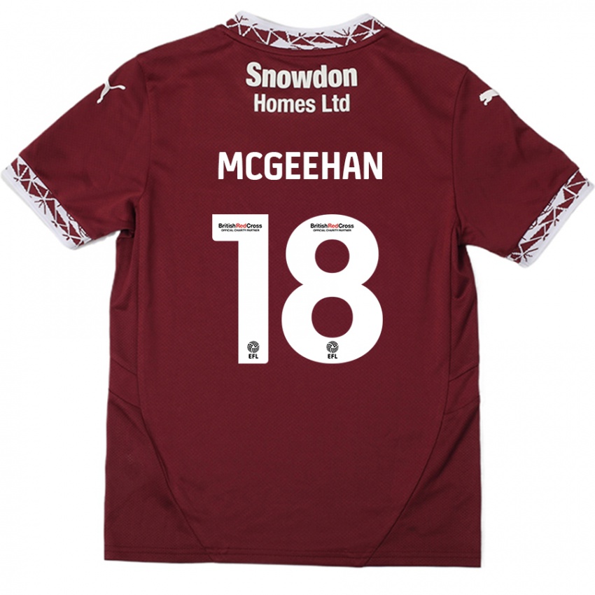 Lapset Cameron Mcgeehan #18 Burgundia Kotipaita 2024/25 Lyhythihainen Paita T-Paita