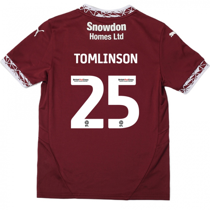 Lapset Josh Tomlinson #25 Burgundia Kotipaita 2024/25 Lyhythihainen Paita T-Paita