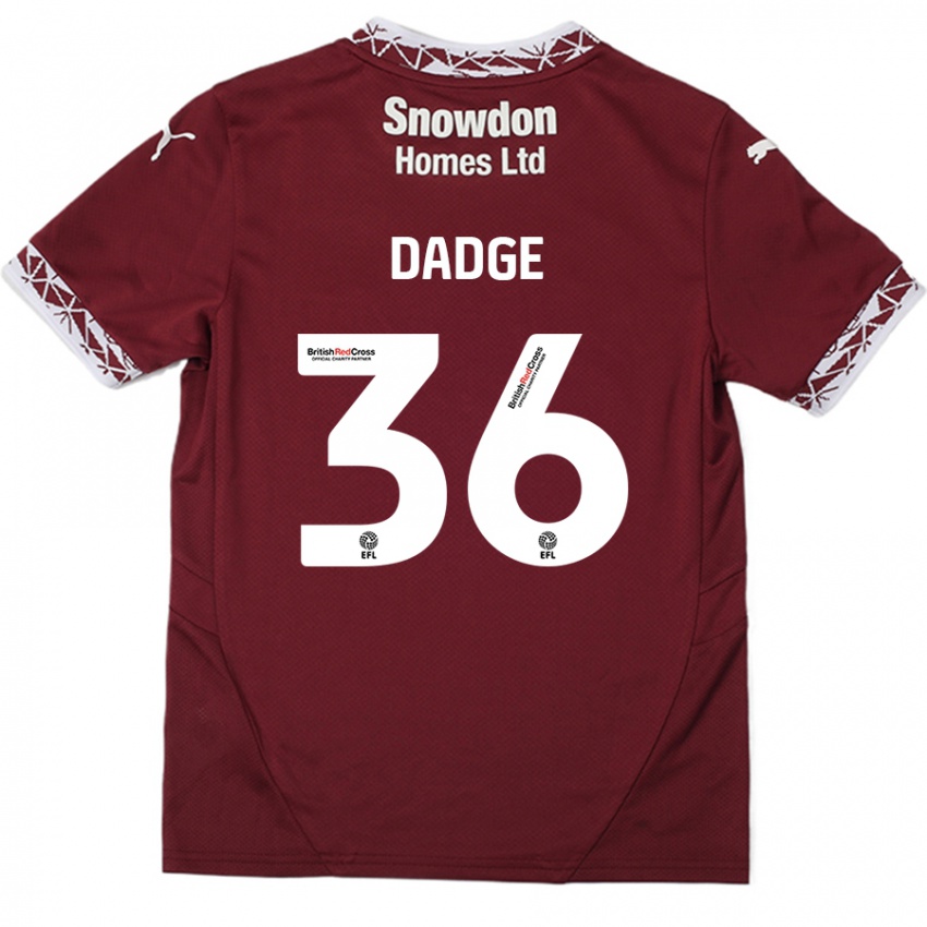 Lapset James Dadge #36 Burgundia Kotipaita 2024/25 Lyhythihainen Paita T-Paita