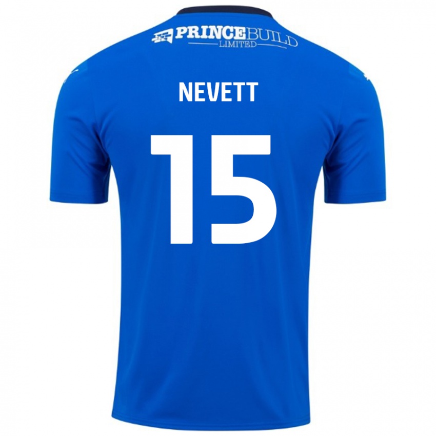 Lapset George Nevett #15 Sininen Valkoinen Kotipaita 2024/25 Lyhythihainen Paita T-Paita