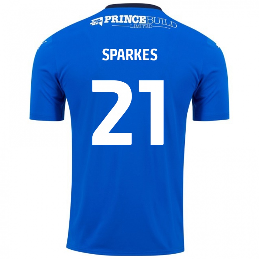 Lapset Jack Sparkes #21 Sininen Valkoinen Kotipaita 2024/25 Lyhythihainen Paita T-Paita