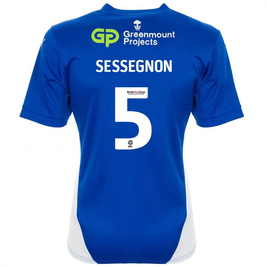 Lapset Steven Sessegnon #5 Sininen Valkoinen Kotipaita 2024/25 Lyhythihainen Paita T-Paita