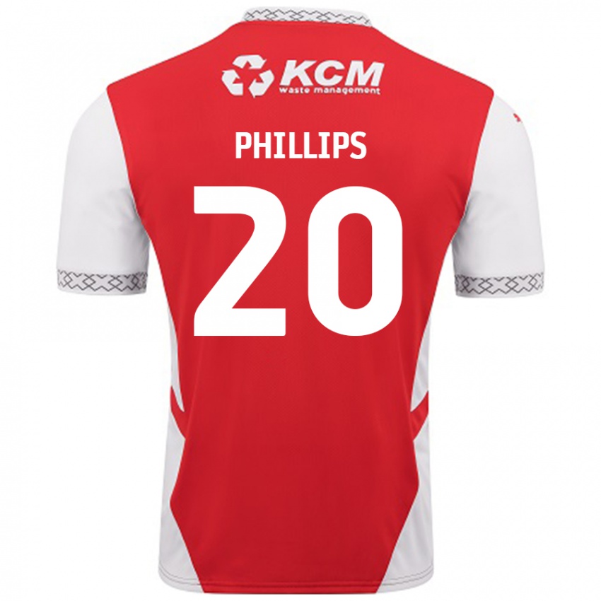 Lapset Dillon Phillips #20 Punainen Valkoinen Kotipaita 2024/25 Lyhythihainen Paita T-Paita