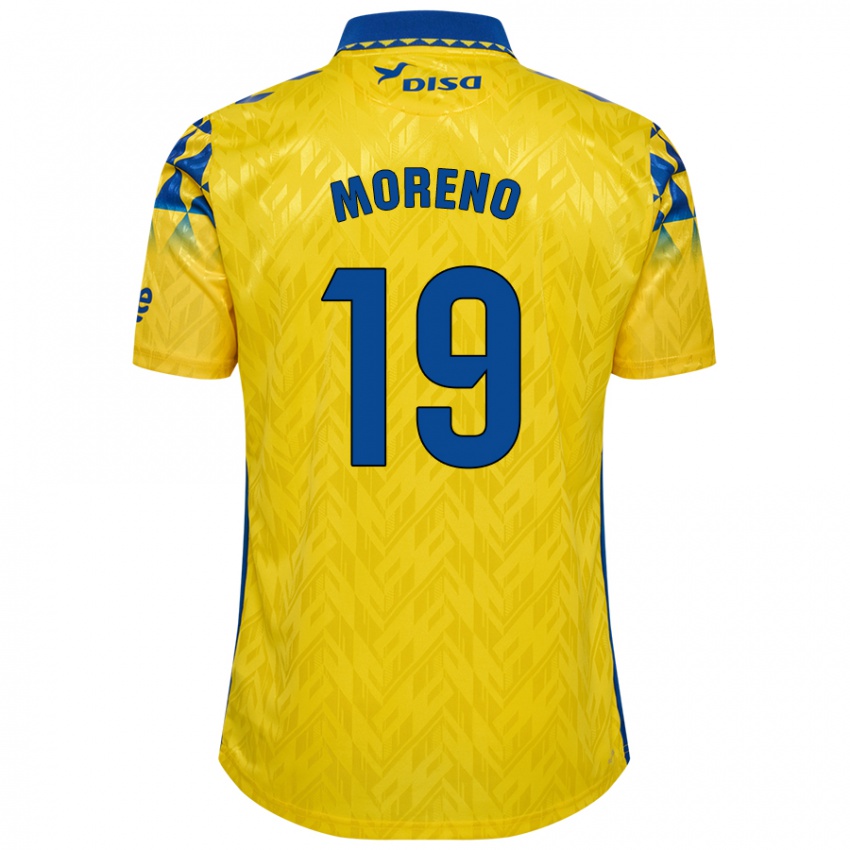 Lapset Fernando Moreno #19 Keltainen Sininen Kotipaita 2024/25 Lyhythihainen Paita T-Paita