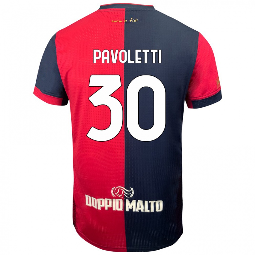 Lapset Leonardo Pavoletti #30 Punainen Tummempi Sininen Kotipaita 2024/25 Lyhythihainen Paita T-Paita