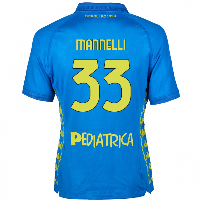 Lapset Matteo Mannelli #33 Sininen Kotipaita 2024/25 Lyhythihainen Paita T-Paita