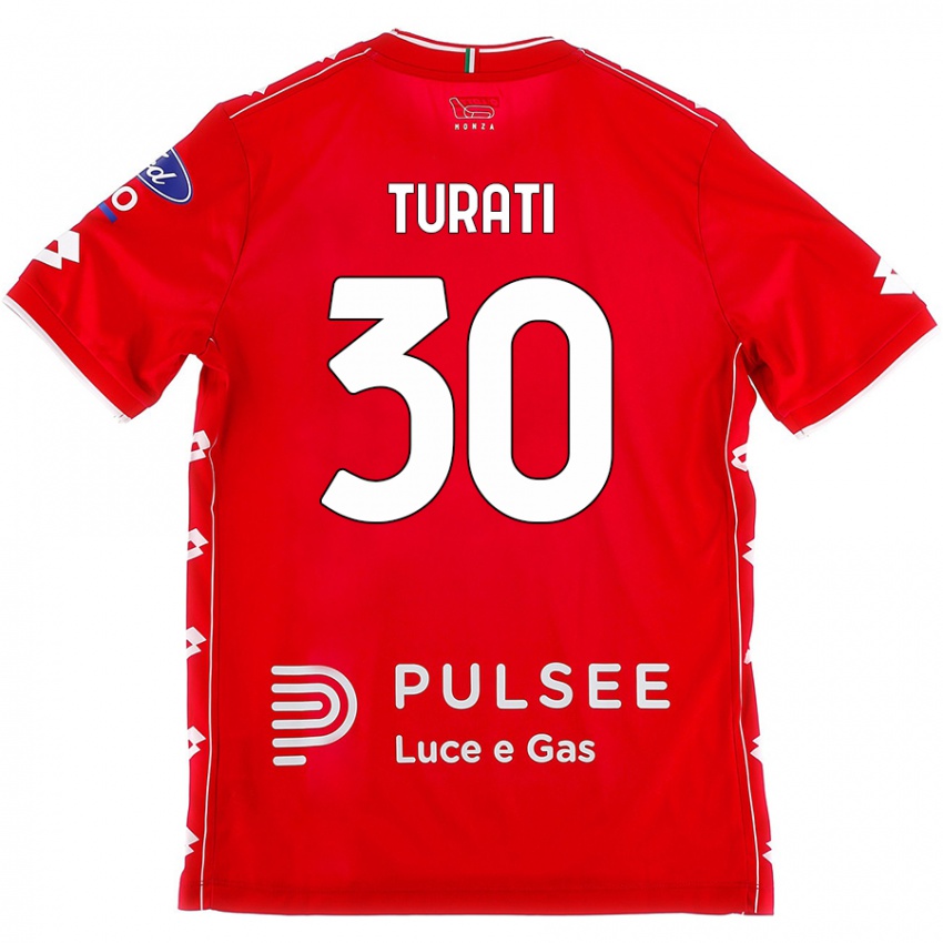 Lapset Stefano Turati #30 Punainen Valkoinen Kotipaita 2024/25 Lyhythihainen Paita T-Paita