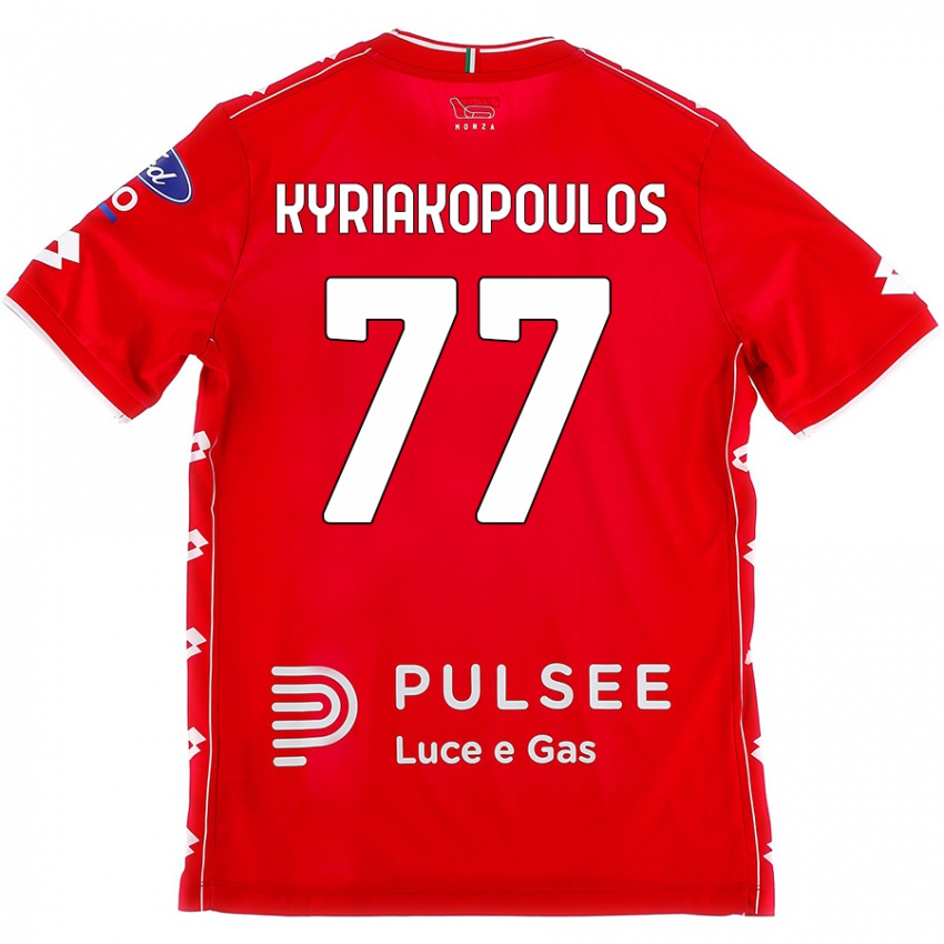 Lapset Georgios Kyriakopoulos #77 Punainen Valkoinen Kotipaita 2024/25 Lyhythihainen Paita T-Paita