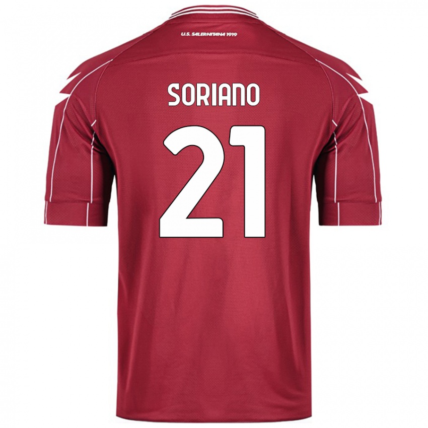 Lapset Roberto Soriano #21 Burgundia Kotipaita 2024/25 Lyhythihainen Paita T-Paita