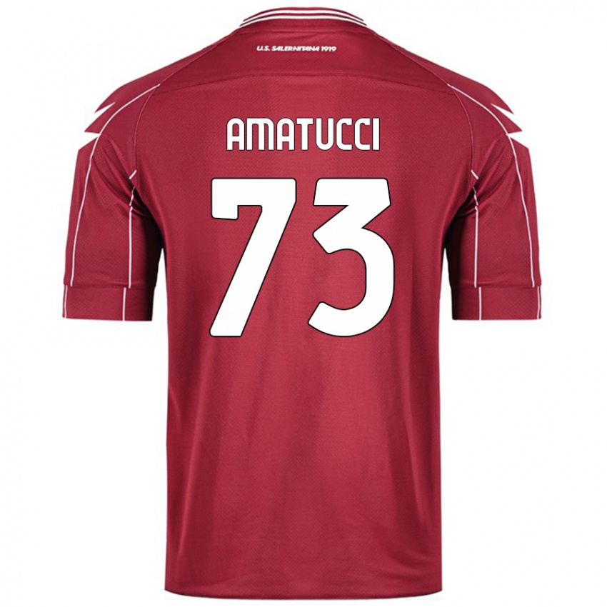 Lapset Lorenzo Amatucci #73 Burgundia Kotipaita 2024/25 Lyhythihainen Paita T-Paita