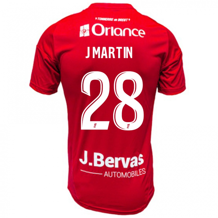 Lapset Jonas Martin #28 Punainen Valkoinen Kotipaita 2024/25 Lyhythihainen Paita T-Paita