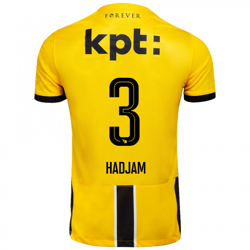 Lapset Jaouen Hadjam #3 Keltainen Musta Kotipaita 2024/25 Lyhythihainen Paita T-Paita