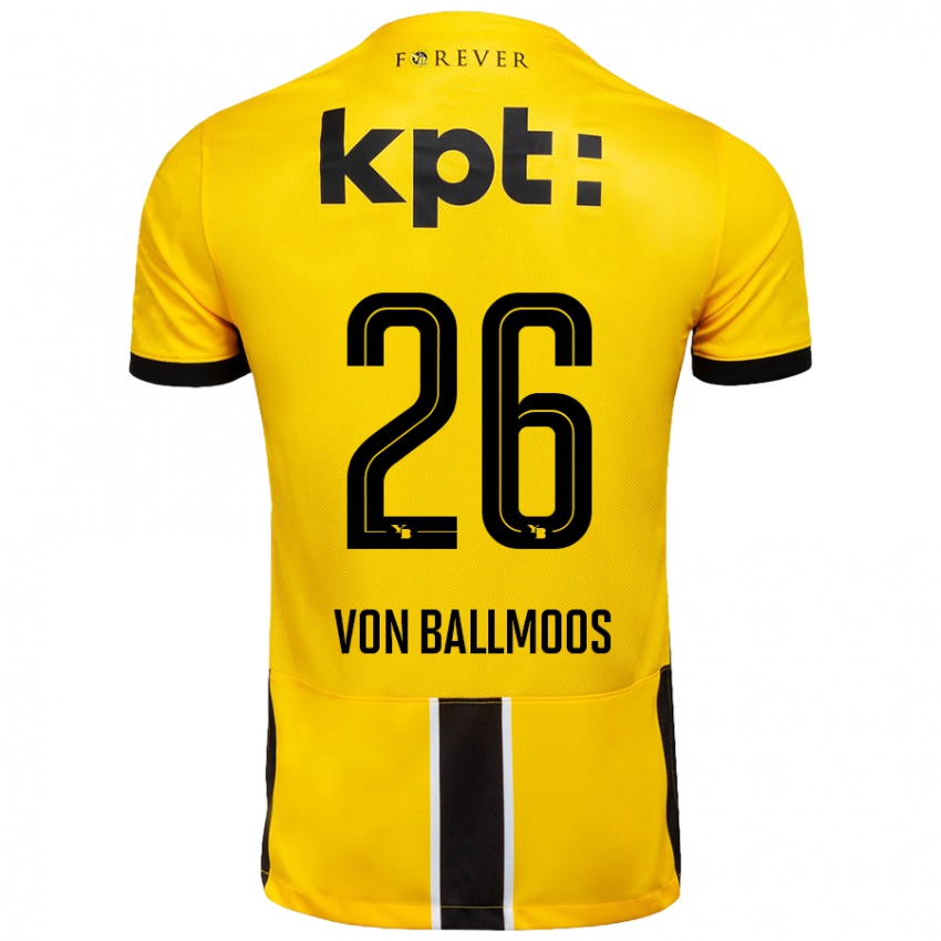 Lapset David Von Ballmoos #26 Keltainen Musta Kotipaita 2024/25 Lyhythihainen Paita T-Paita