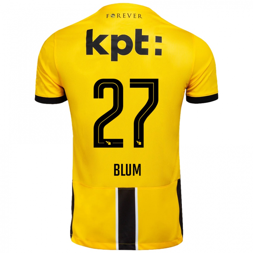 Lapset Lewin Blum #27 Keltainen Musta Kotipaita 2024/25 Lyhythihainen Paita T-Paita