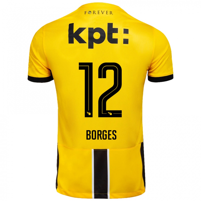 Lapset David Borges #12 Keltainen Musta Kotipaita 2024/25 Lyhythihainen Paita T-Paita