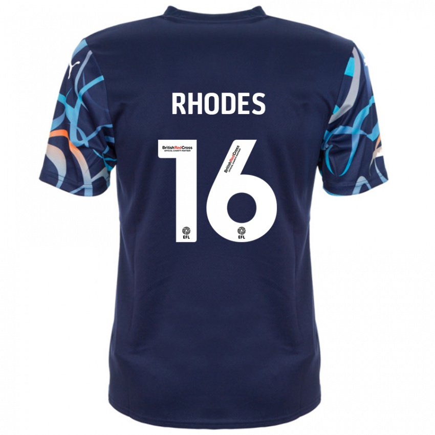 Lapset Jordan Rhodes #16 Tummansininen Vieraspaita 2024/25 Lyhythihainen Paita T-Paita