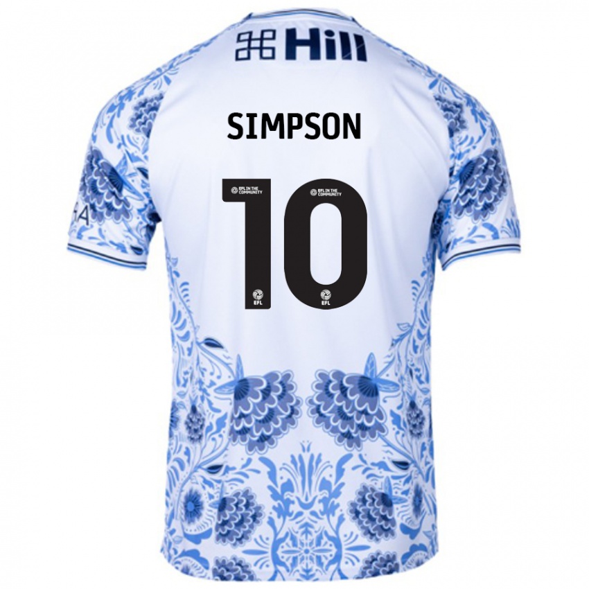 Lapset Harley-Jean Simpson #10 Valkoinen Sininen Vieraspaita 2024/25 Lyhythihainen Paita T-Paita