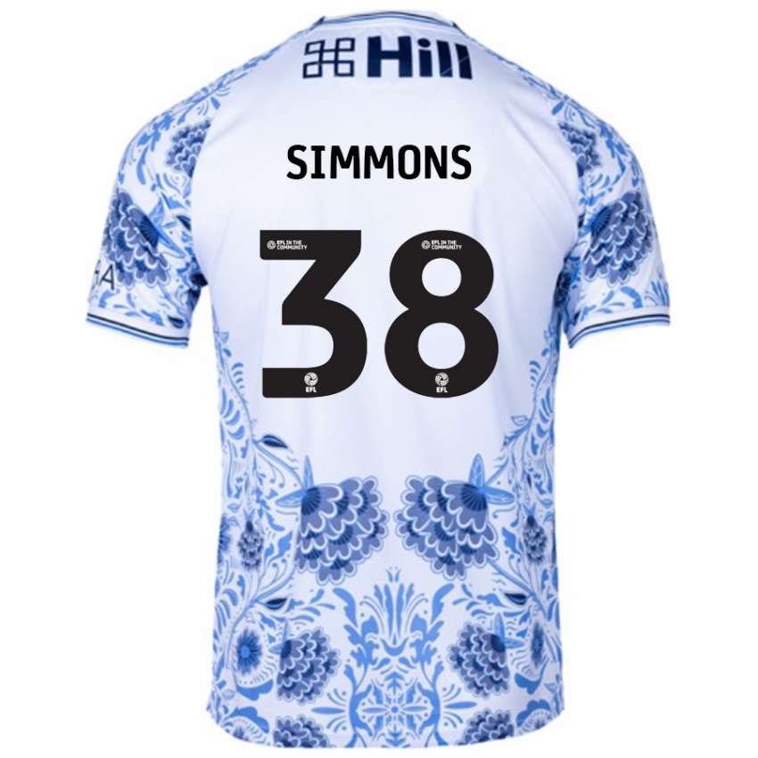 Lapset Bella Simmons #38 Valkoinen Sininen Vieraspaita 2024/25 Lyhythihainen Paita T-Paita