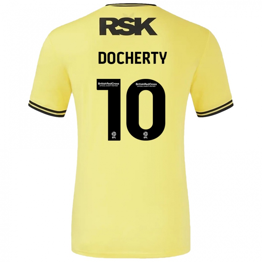 Lapset Greg Docherty #10 Keltainen Musta Vieraspaita 2024/25 Lyhythihainen Paita T-Paita