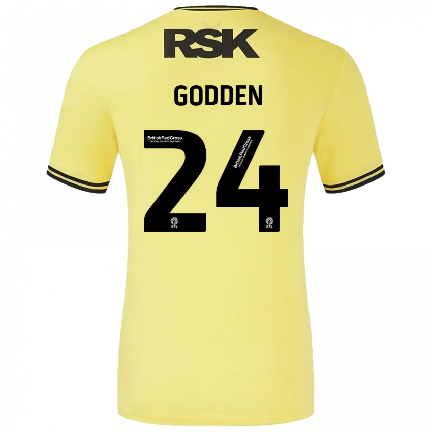 Lapset Matt Godden #24 Keltainen Musta Vieraspaita 2024/25 Lyhythihainen Paita T-Paita