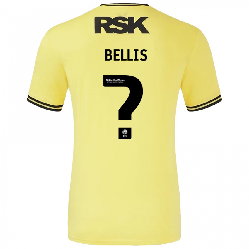 Lapset Reece Bellis #0 Keltainen Musta Vieraspaita 2024/25 Lyhythihainen Paita T-Paita