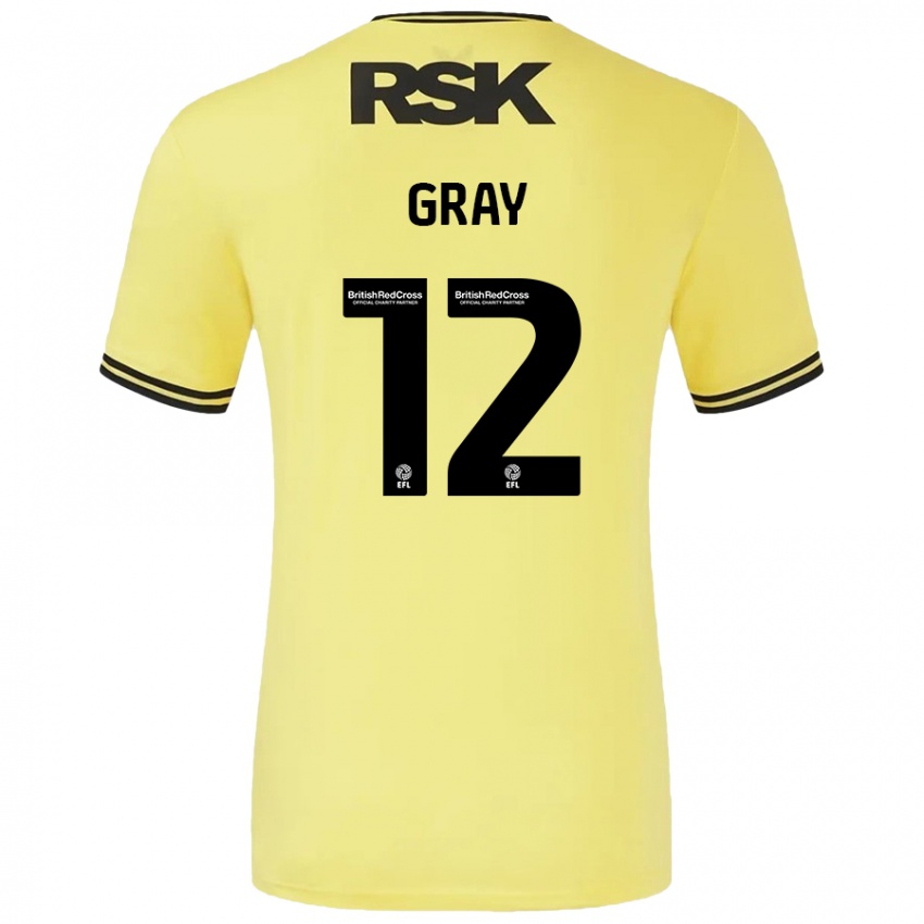 Lapset Jessica Gray #12 Keltainen Musta Vieraspaita 2024/25 Lyhythihainen Paita T-Paita