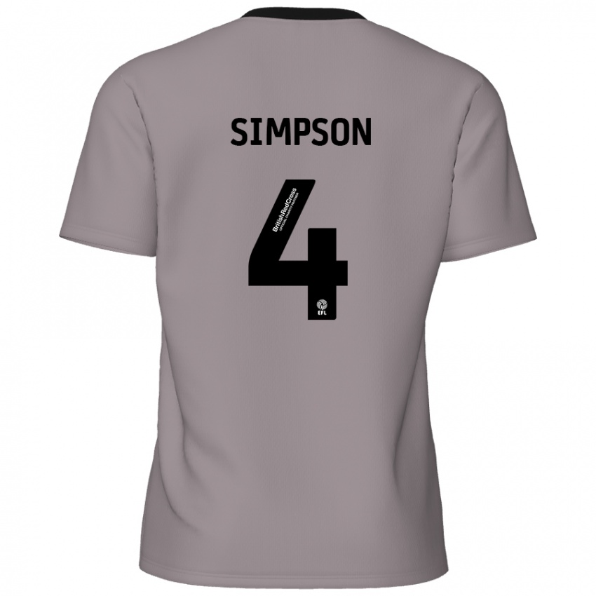 Lapset Jack Simpson #4 Harmaa Vieraspaita 2024/25 Lyhythihainen Paita T-Paita