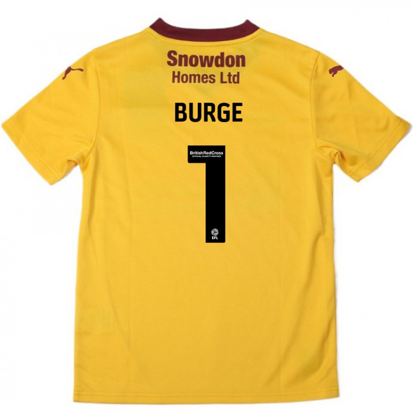 Lapset Lee Burge #1 Oranssi Burgundy Vieraspaita 2024/25 Lyhythihainen Paita T-Paita