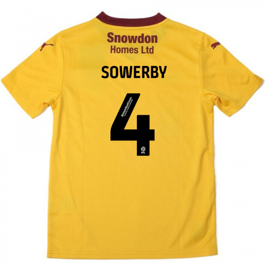 Lapset Jack Sowerby #4 Oranssi Burgundy Vieraspaita 2024/25 Lyhythihainen Paita T-Paita