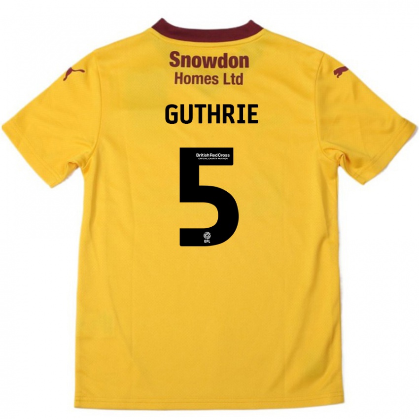 Lapset Jon Guthrie #5 Oranssi Burgundy Vieraspaita 2024/25 Lyhythihainen Paita T-Paita