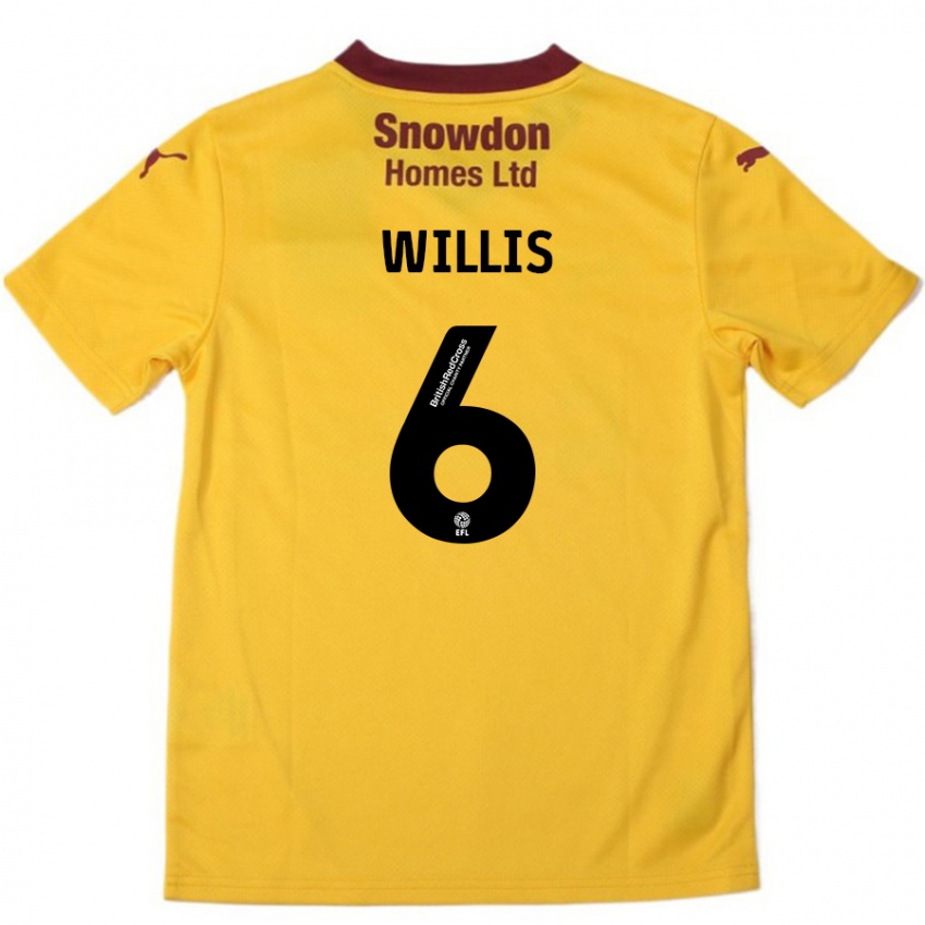 Lapset Jordan Willis #6 Oranssi Burgundy Vieraspaita 2024/25 Lyhythihainen Paita T-Paita