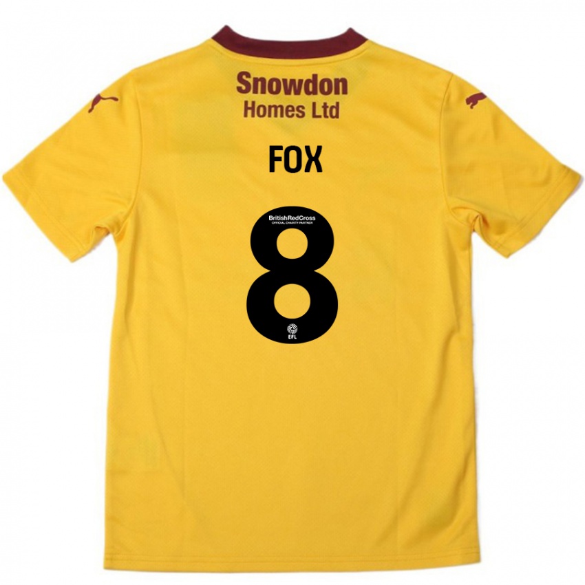 Lapset Ben Fox #8 Oranssi Burgundy Vieraspaita 2024/25 Lyhythihainen Paita T-Paita