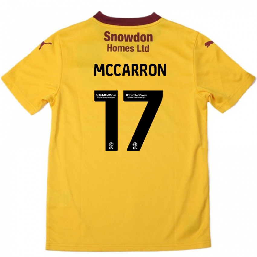 Lapset Liam Mccarron #17 Oranssi Burgundy Vieraspaita 2024/25 Lyhythihainen Paita T-Paita