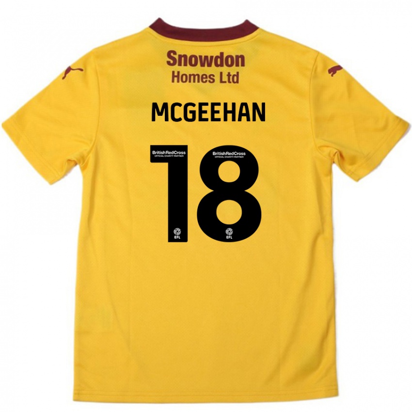 Lapset Cameron Mcgeehan #18 Oranssi Burgundy Vieraspaita 2024/25 Lyhythihainen Paita T-Paita