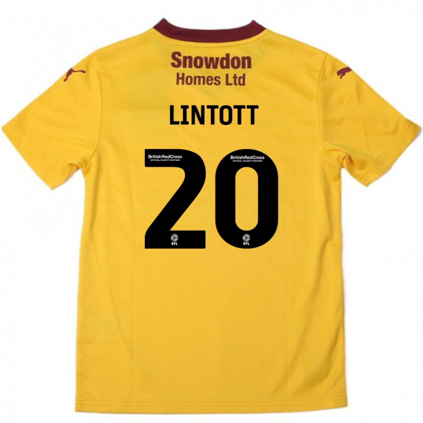 Lapset Harvey Lintott #20 Oranssi Burgundy Vieraspaita 2024/25 Lyhythihainen Paita T-Paita