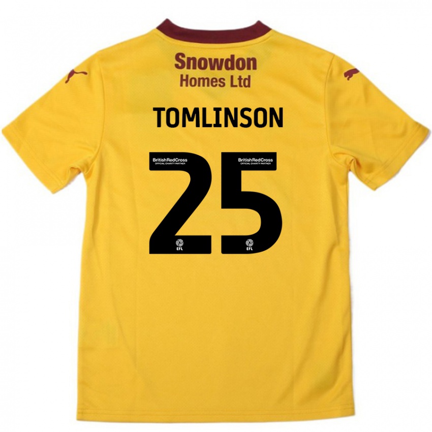 Lapset Josh Tomlinson #25 Oranssi Burgundy Vieraspaita 2024/25 Lyhythihainen Paita T-Paita